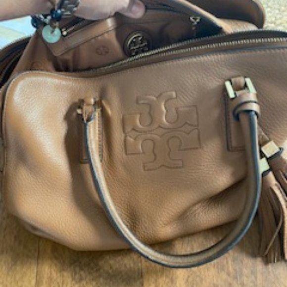 Tory Burch pebble leather handbag - sand/brown